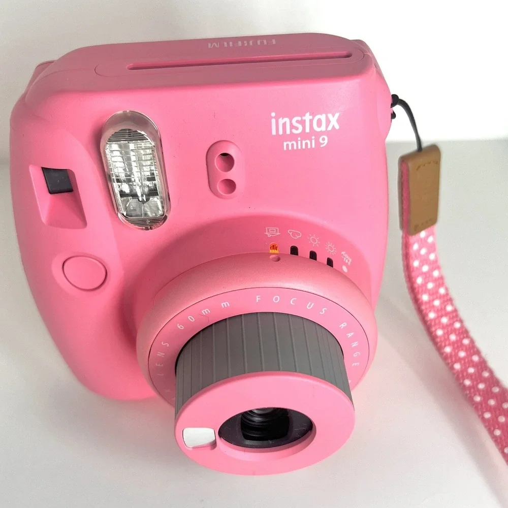 Fujifilm Mini 9 Instanx Camera-Hot Pink With Film&Blue Alpaca Strap Case Bundle
